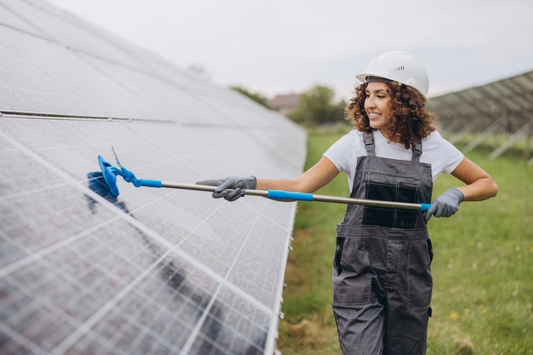 Solar panel before and after cleaning